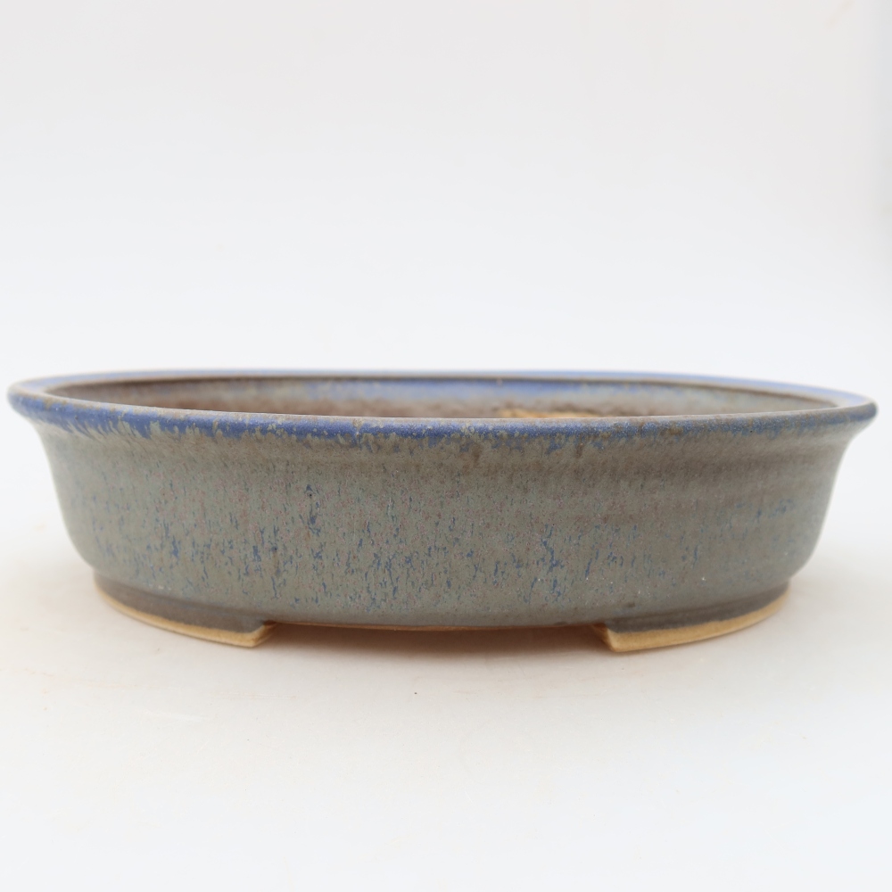 Pot à bonsaï en céramique 21 x 19,5 x 5 cm, couleur bleue