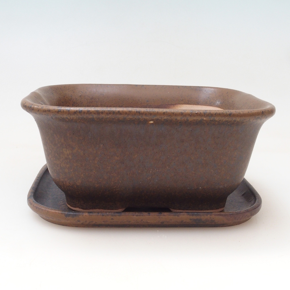 Bol bonsaï + soucoupe H38 - 12x10x5,5 cm - marron