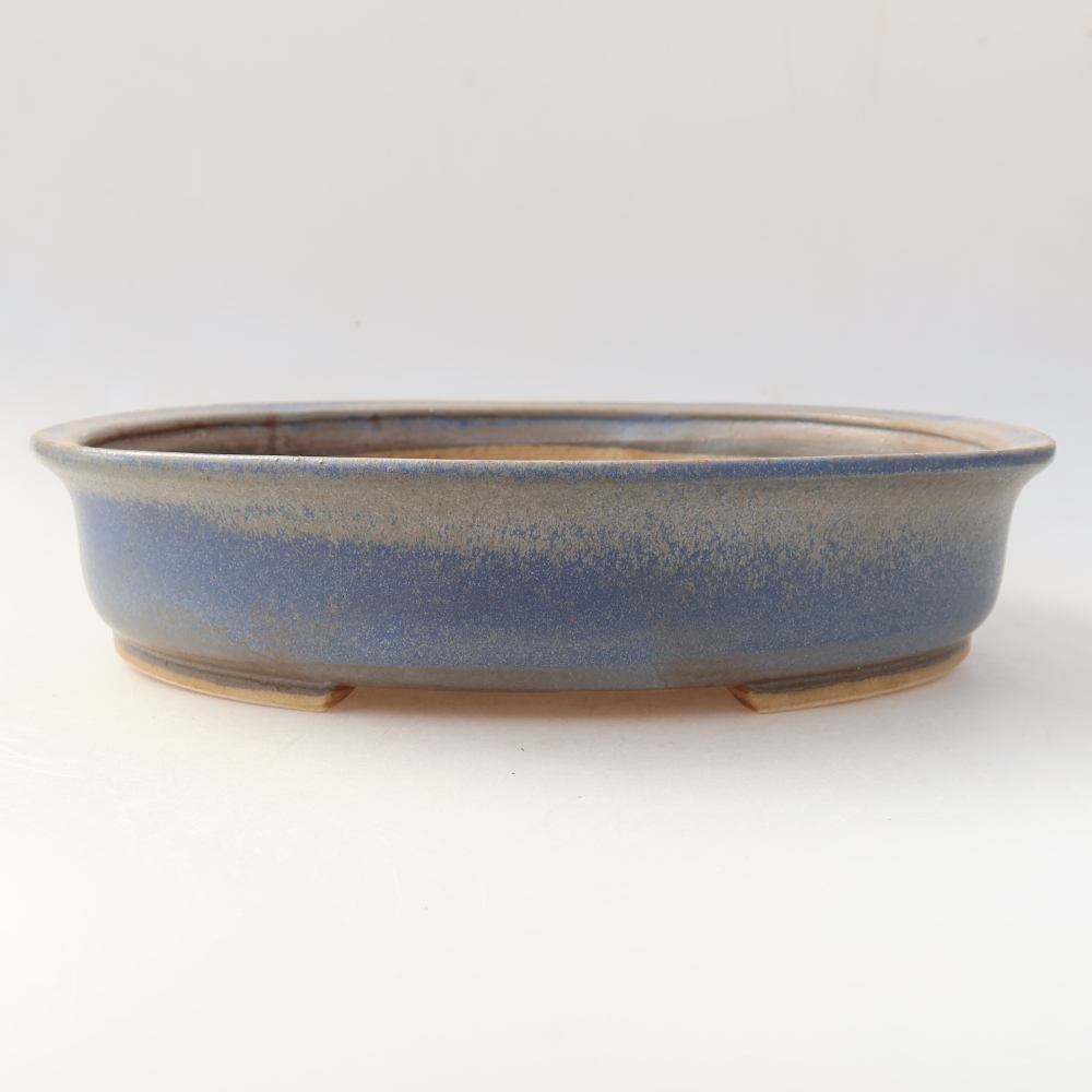 Pot à bonsaï en céramique 26 x 24 x 6 cm, couleur bleue