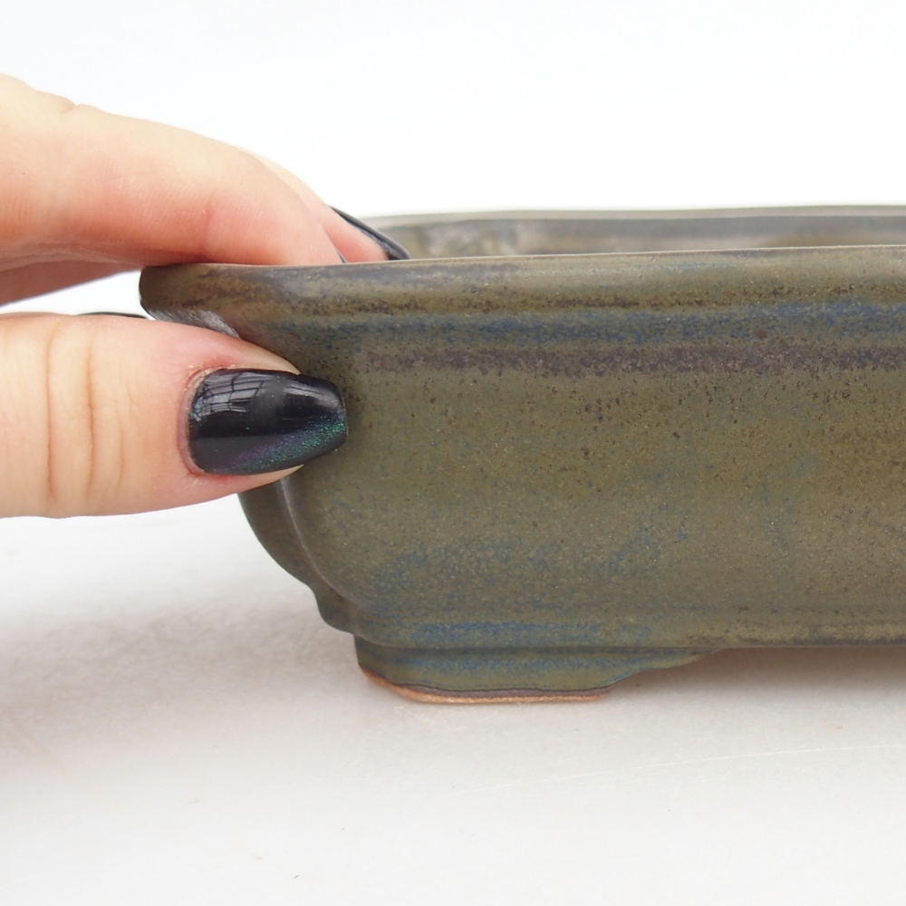 Bol à bonsaï en céramique 18 x 13,5 x 5 cm, brun