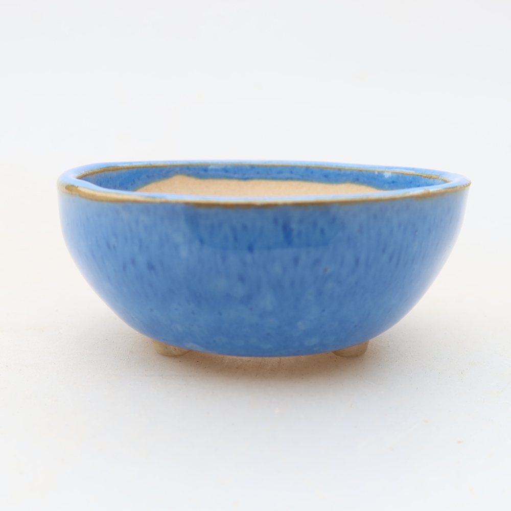 Pot à bonsaï en céramique 6 x 6 x 3 cm, couleur bleue