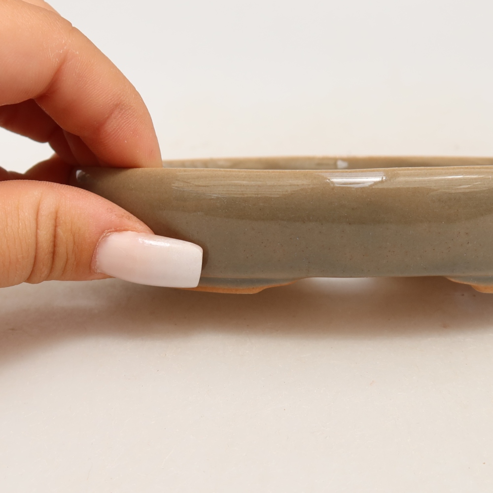 Pot à bonsaï en céramique 13 x 9,5 x 2,5 cm, couleur grise