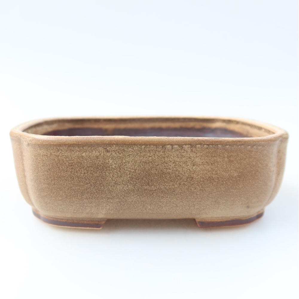 Pot à bonsaï en céramique 13,5 x 12 x 4 cm, couleur beige