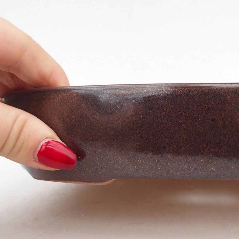 Bol à bonsaï en céramique 22 x 17 x 4 cm, brun