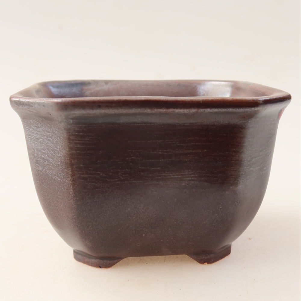 Pot à bonsaï en céramique 10 x 10 x 6,5 cm, couleur marron
