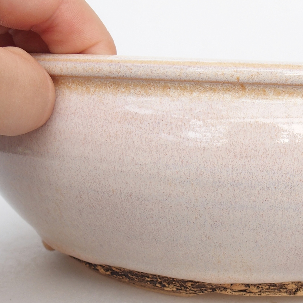 Bol à bonsaï en céramique 21,5 x 21,5 x 7,5 cm, couleur beige