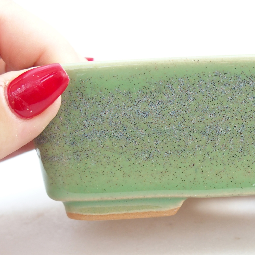 Bol à bonsaï en céramique 14,5 x 10,5 x 4,5 cm, vert