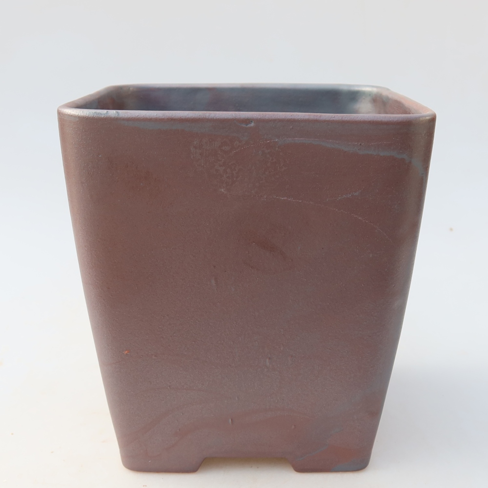 Bol à bonsaï en céramique 13,5 x 13,5 x 15 cm, couleur métal