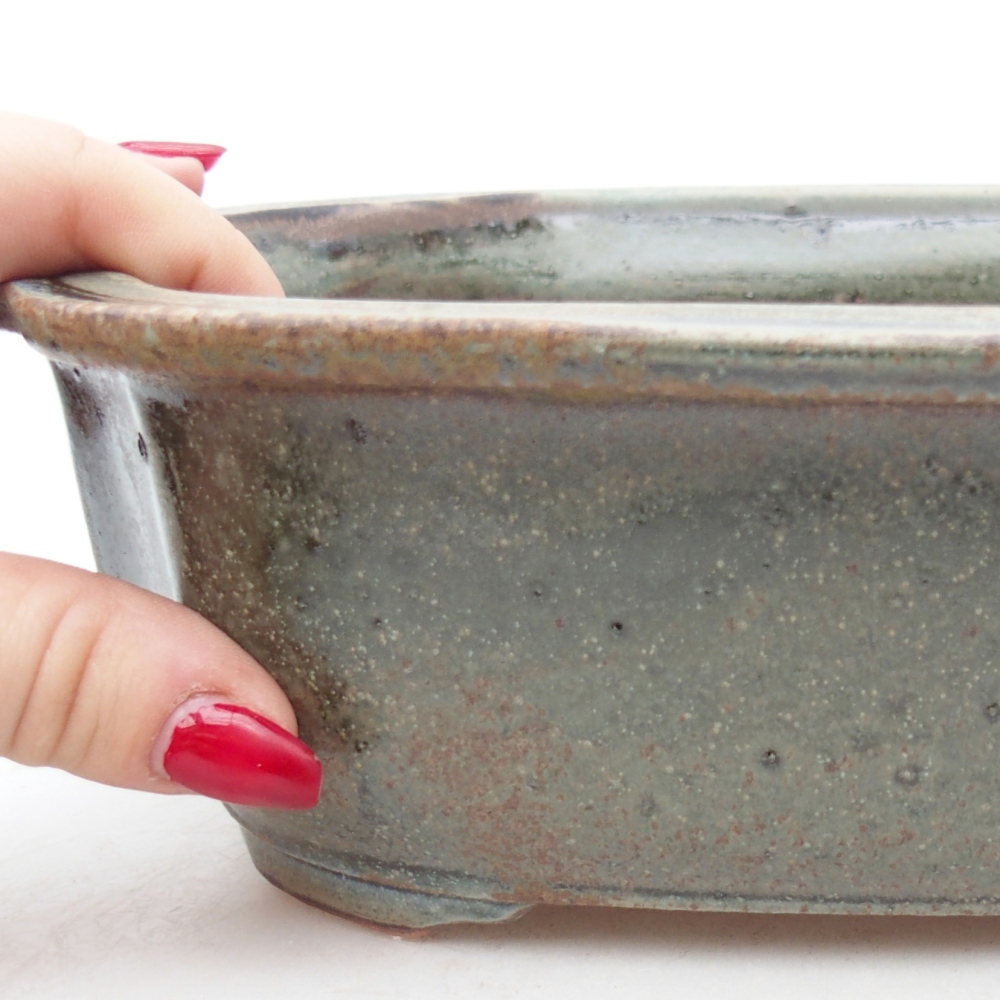 Bol à bonsaï en céramique 25 x 21 x 7,5 cm, vert