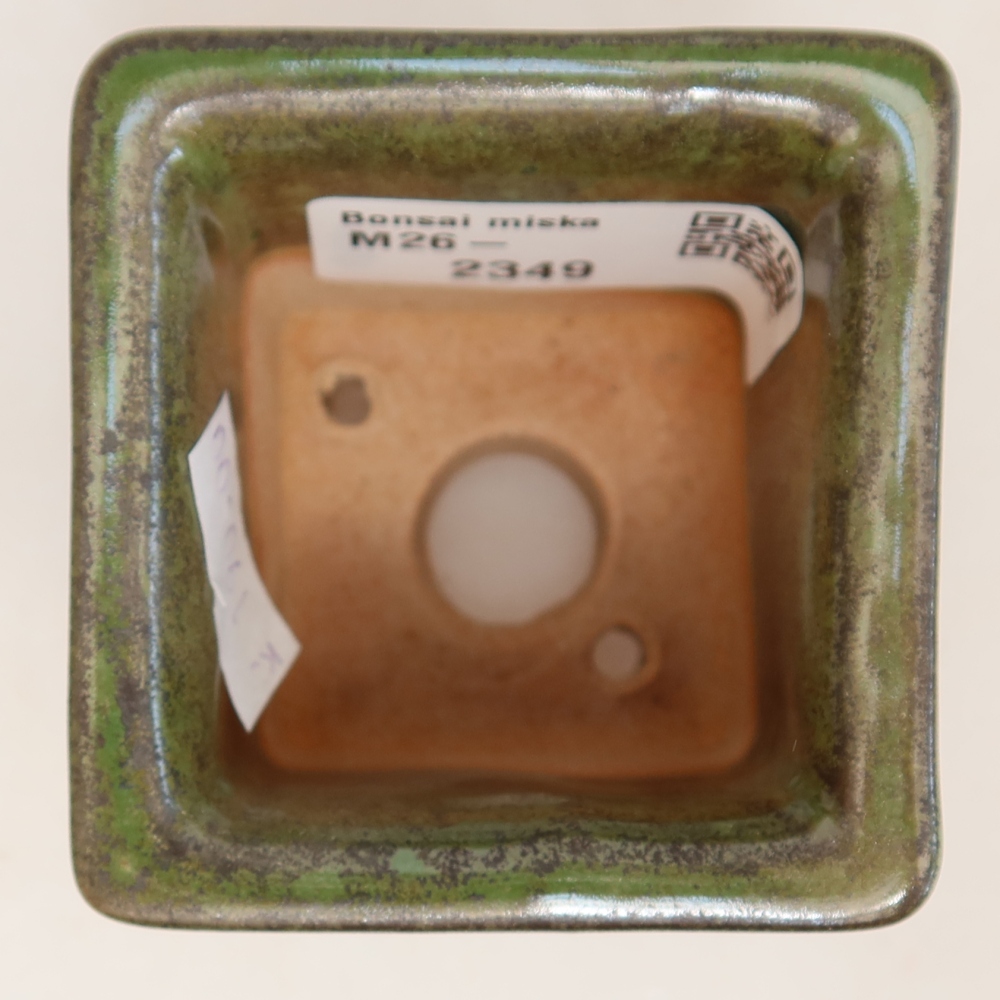 Pot à bonsaï en céramique 6 x 6 x 5,5 cm, couleur verte