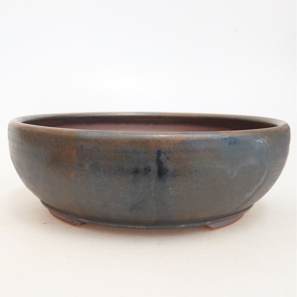 Pot à bonsaï en céramique 17 x 17 x 5,5 cm, couleur marron