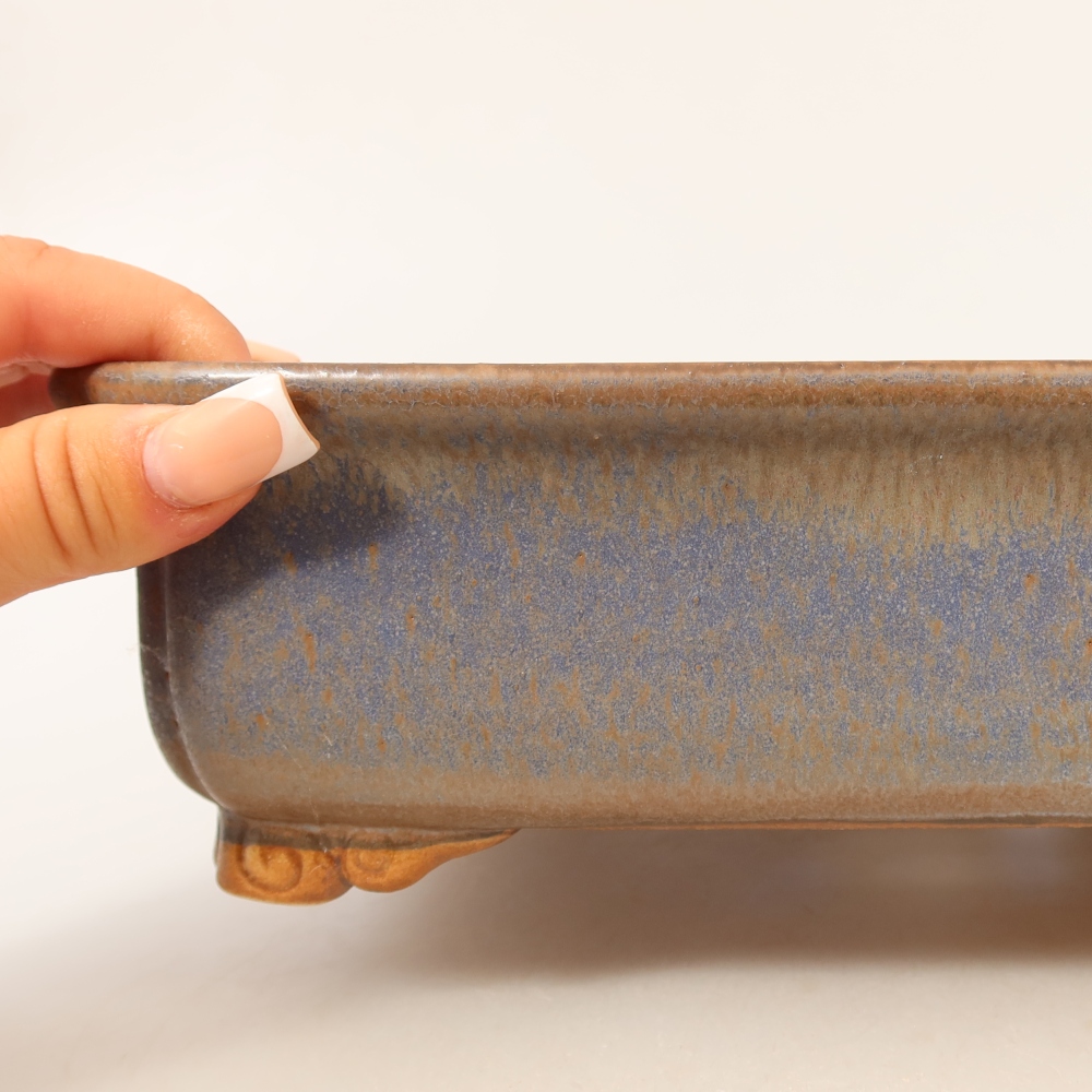 Pot à bonsaï en céramique 25,5 x 20 x 7 cm, couleur bleue