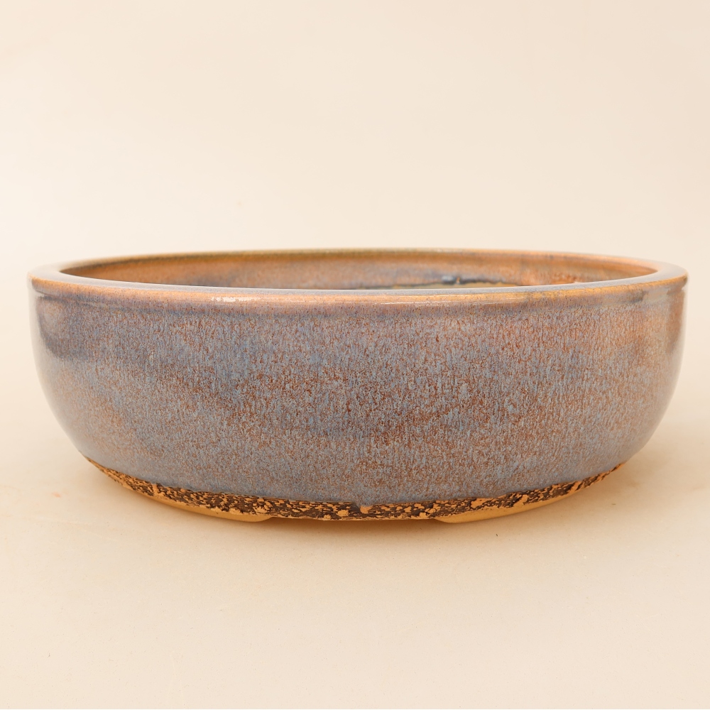 Pot à bonsaï en céramique 24 x 24 x 7,5 cm, couleur bleue