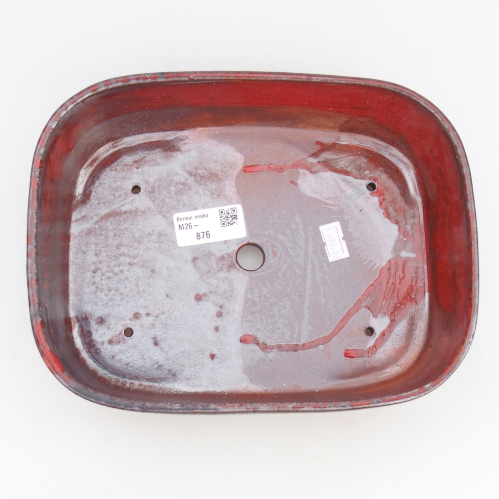 Bol à bonsaï en céramique 23 x 18 x 5,5 cm, couleur rouge
