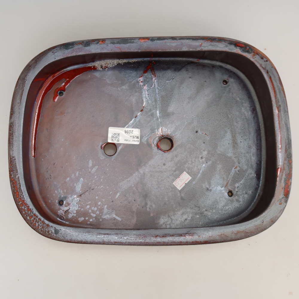 Pot à bonsaï en céramique 32 x 24,5 x 6,5 cm, couleur rouge métallisé