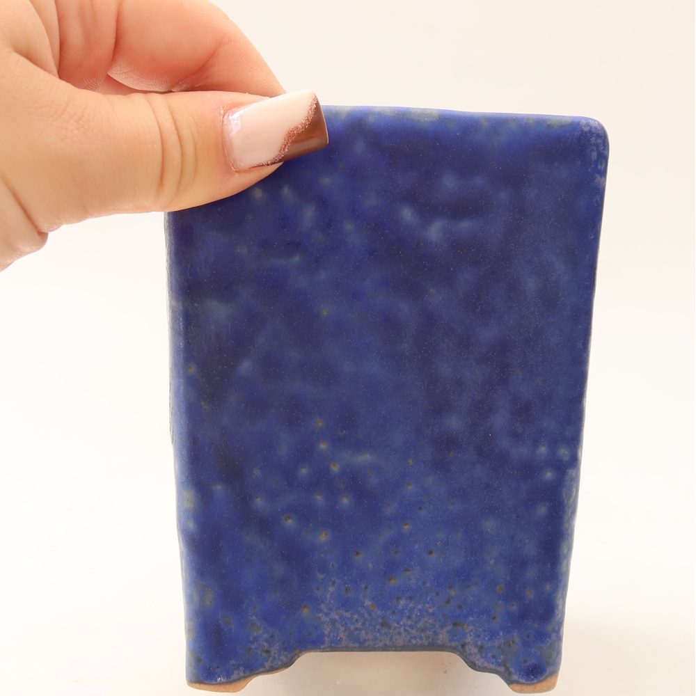 Pot à bonsaï en céramique 9 x 9 x 11,5 cm, couleur bleue