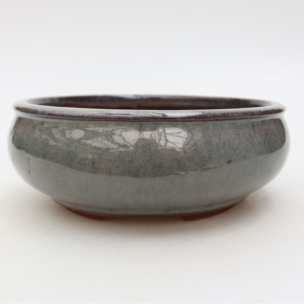 Pot à bonsaï en céramique 15 x 15 x 6 cm, couleur grise