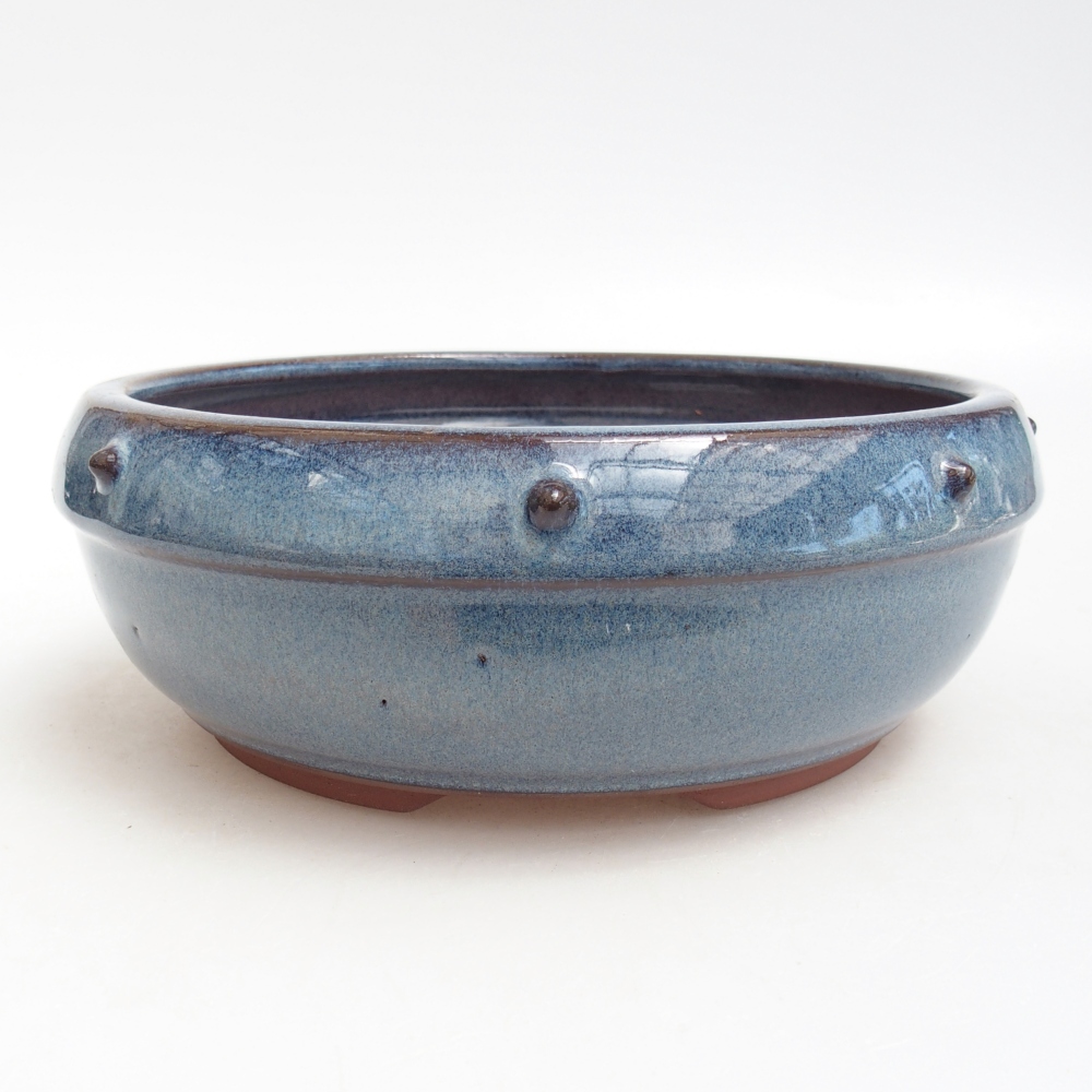 Bol à bonsaï en céramique 18,5 x 18,5 x 7 cm, couleur bleu