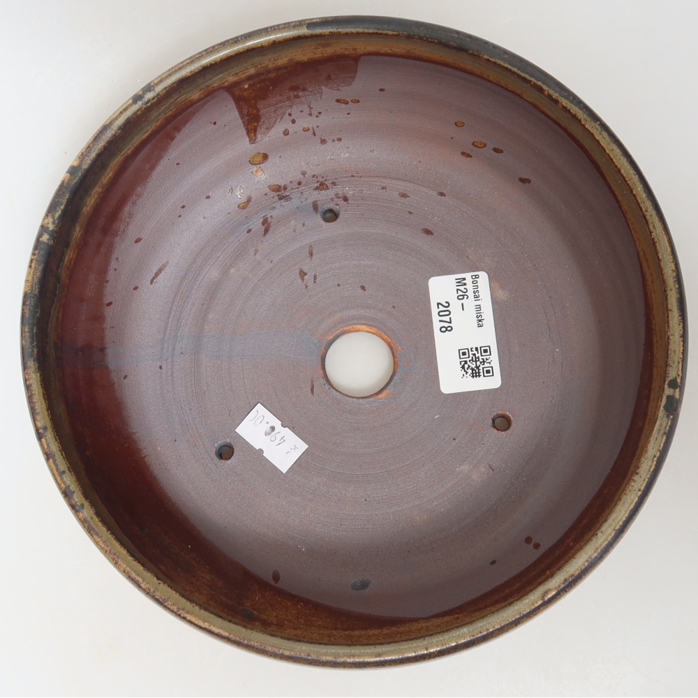 Pot à bonsaï en céramique 19 x 19 x 6,5 cm, couleur marron