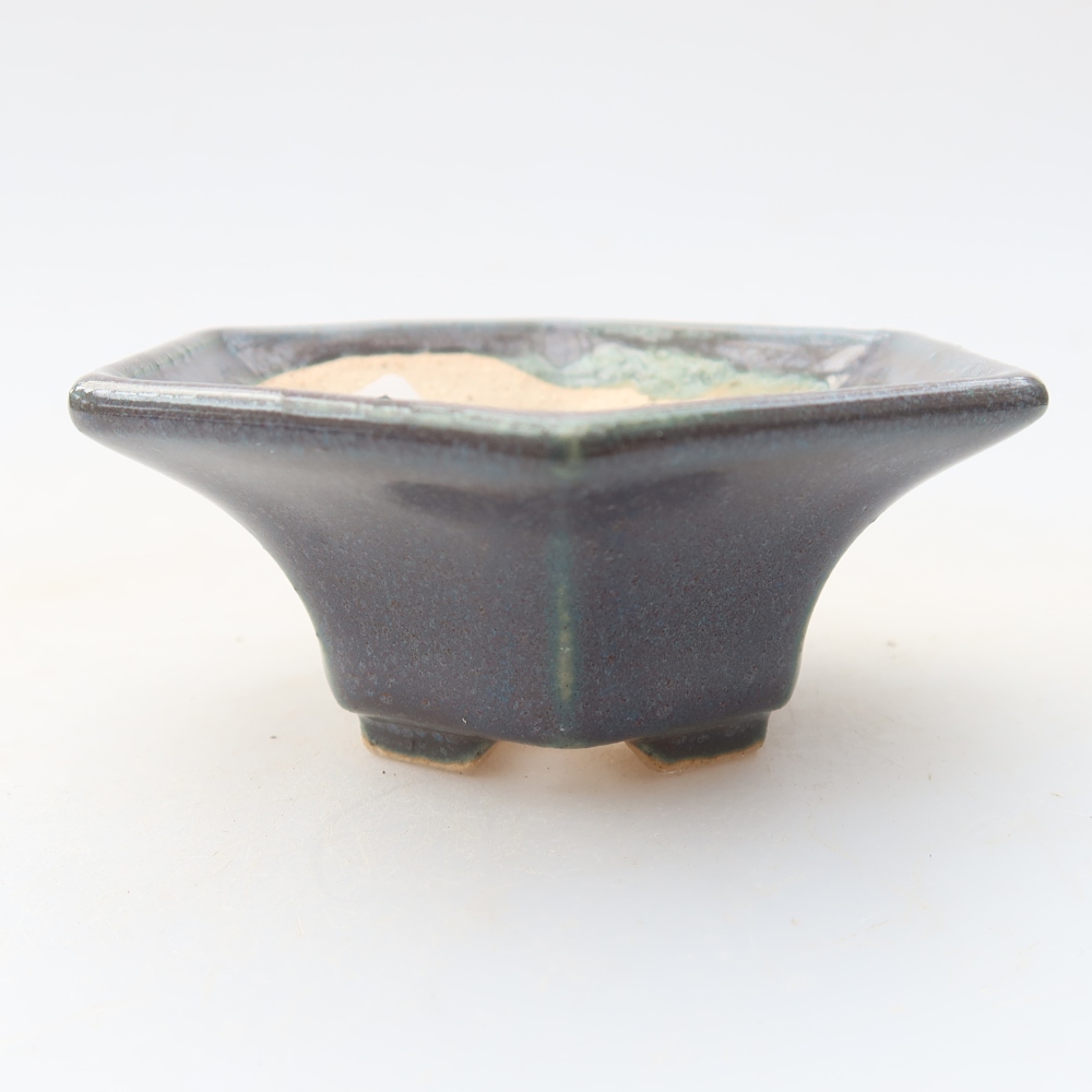Pot à bonsaï en céramique 8 x 7 x 3,5 cm, couleur grise