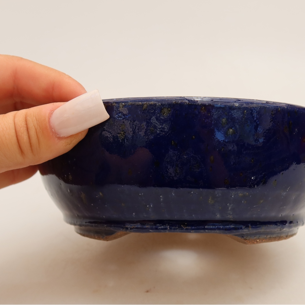Bol à bonsaï en céramique 13,5 x 13,5 x 5 cm, couleur bleu