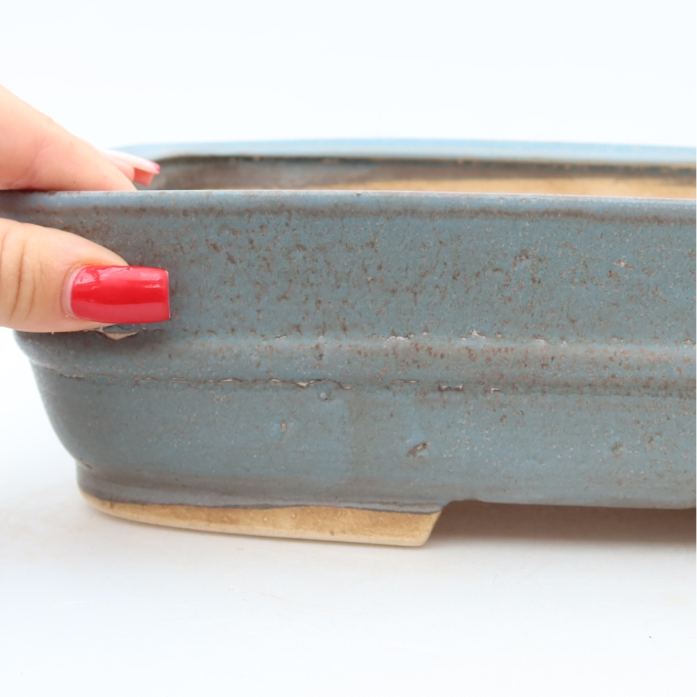 Pot à bonsaï en céramique 29 x 23,5 x 7,5 cm, couleur bleue