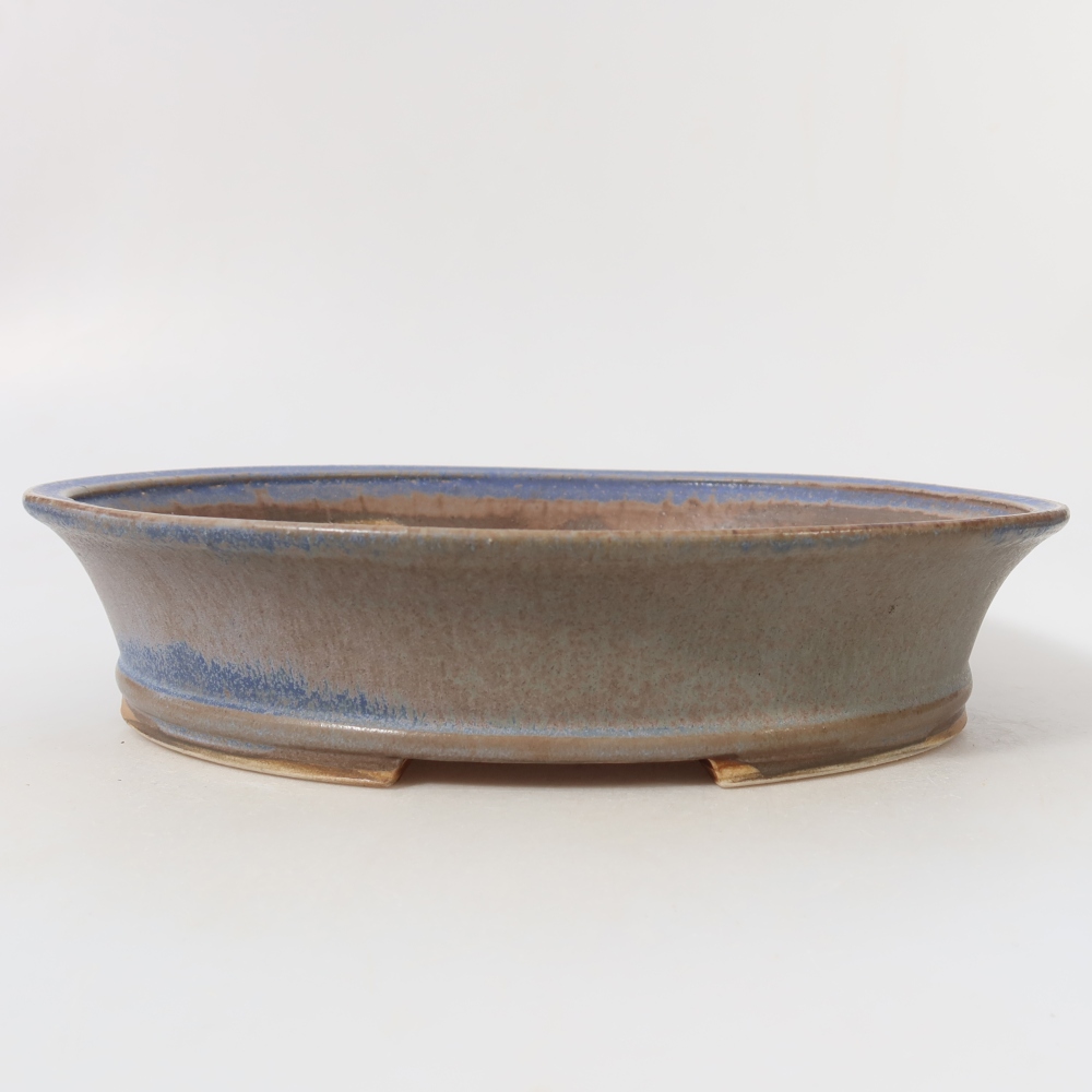 Pot à bonsaï en céramique 27 x 24,5 x 5,5 cm, couleur bleue