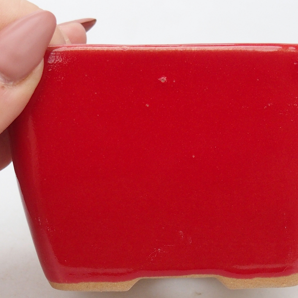 Bol à bonsaï en céramique 8,5 x 8,5 x 6 cm, couleur rouge