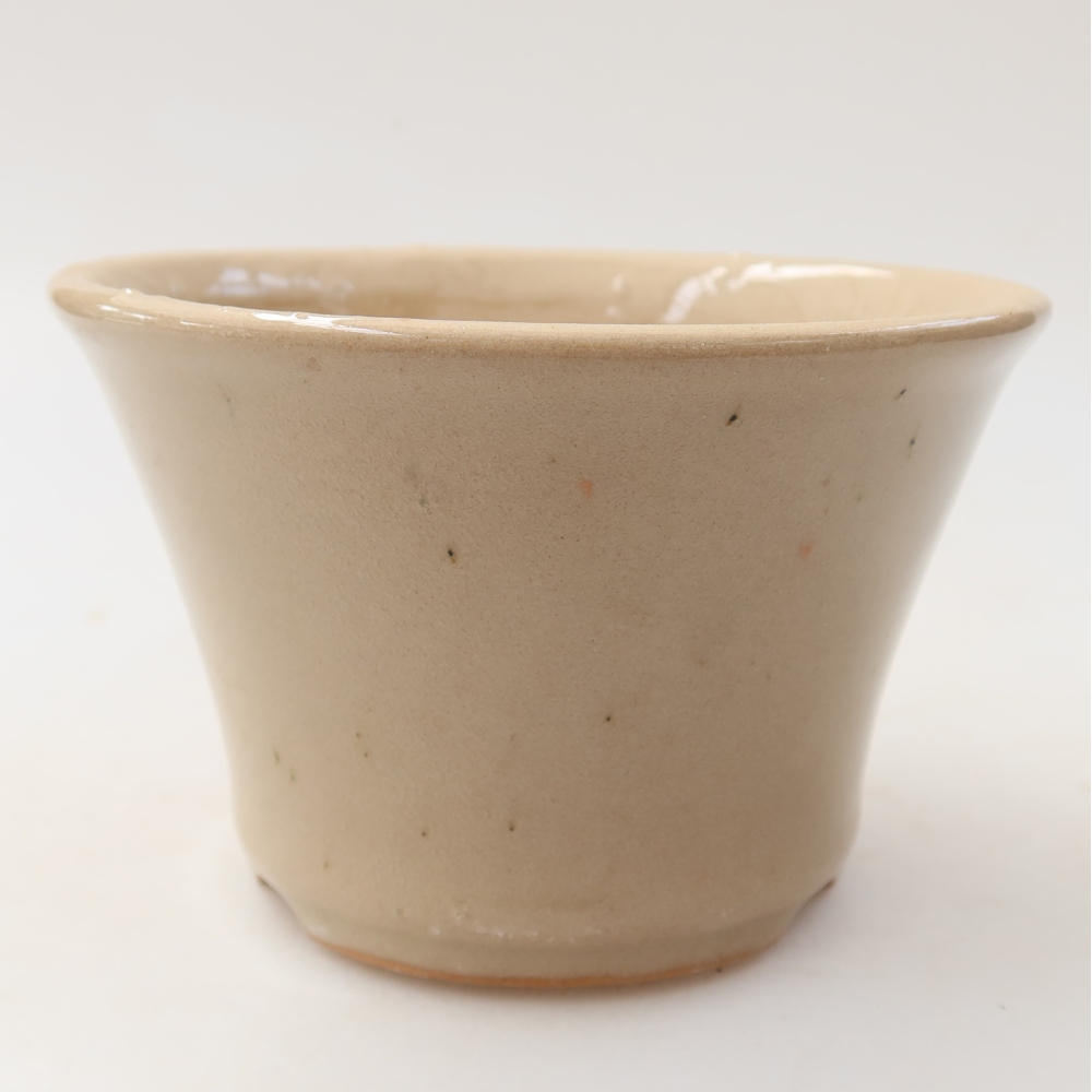 Pot à bonsaï en céramique 11 x 11 x 7 cm, couleur beige