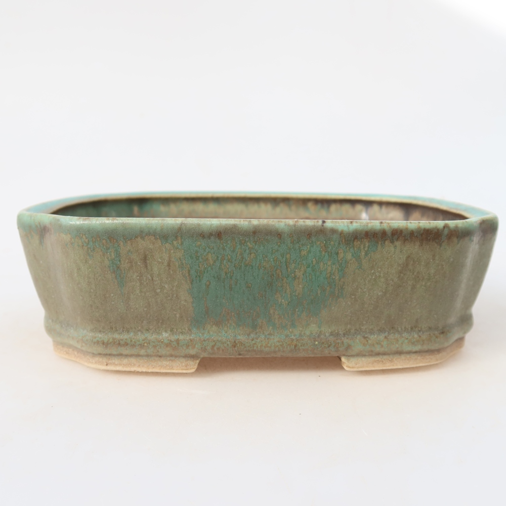Bol à bonsaï en céramique 17,5 x 14,5 x 5 cm, vert
