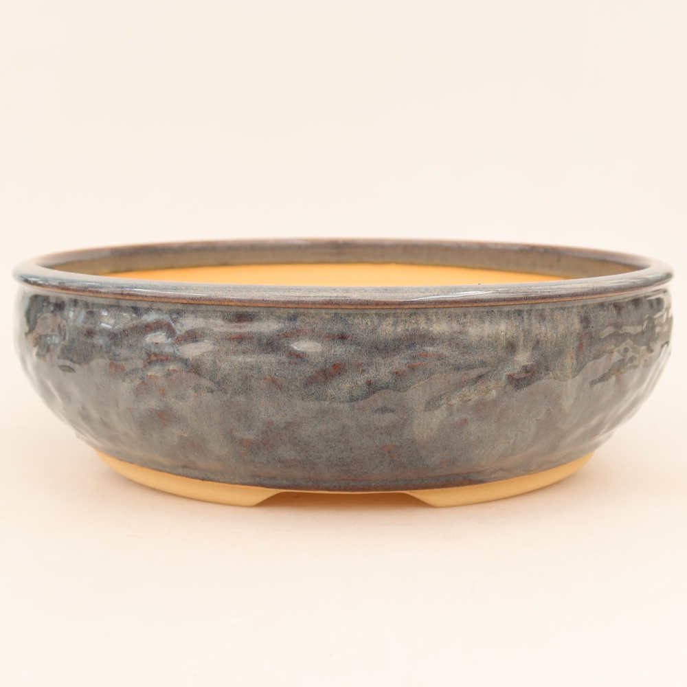 Pot à bonsaï en céramique 26,5 x 26,5 x 7,5 cm, couleur grise