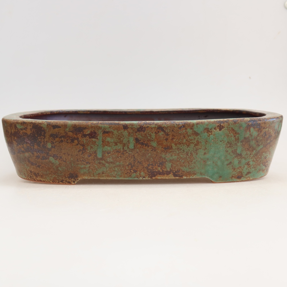 Bol à bonsaï en céramique 32 x 24,5 x 6,5 cm, couleur brun-vert