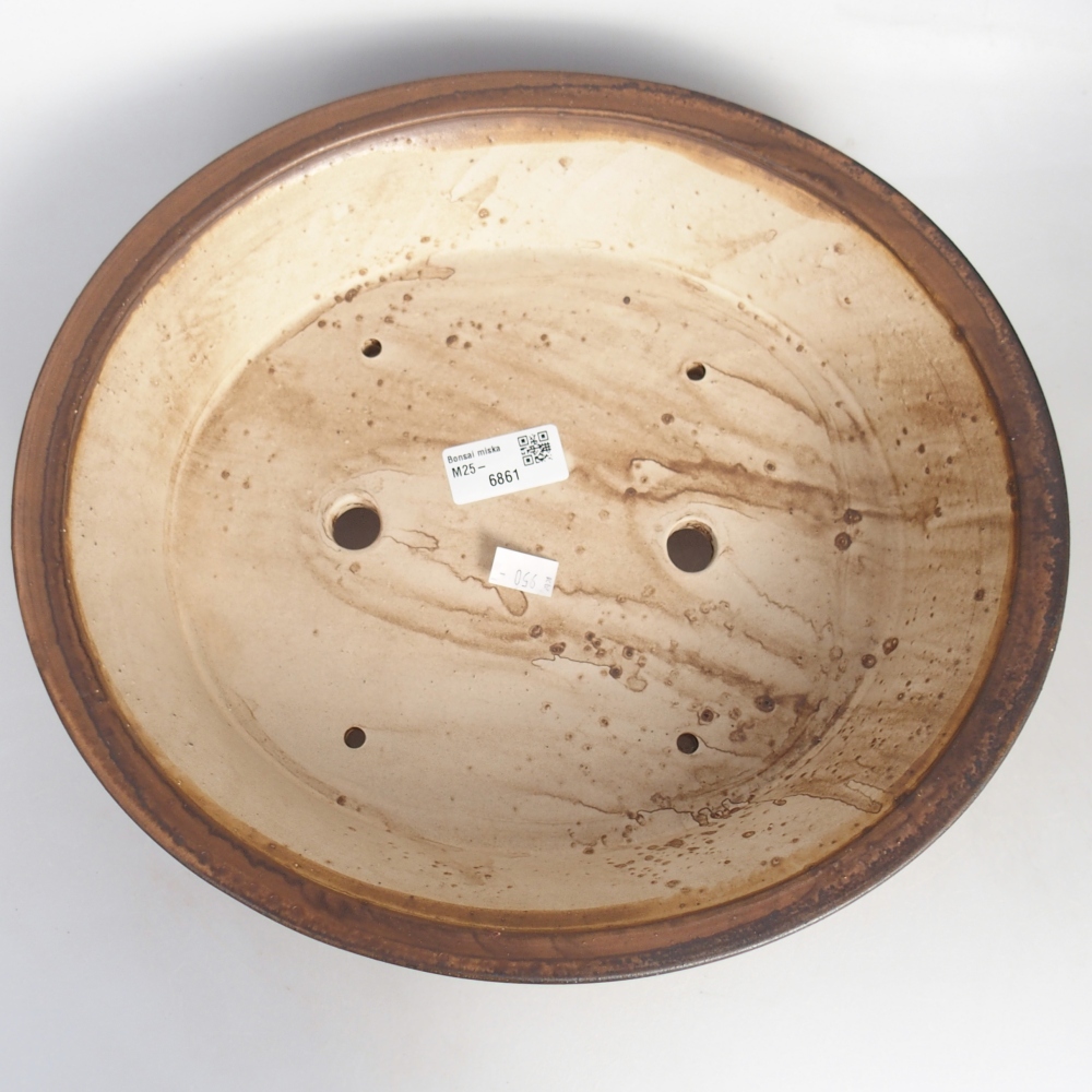 Bol à bonsaï en céramique 32 x 29 x 7 cm, brun