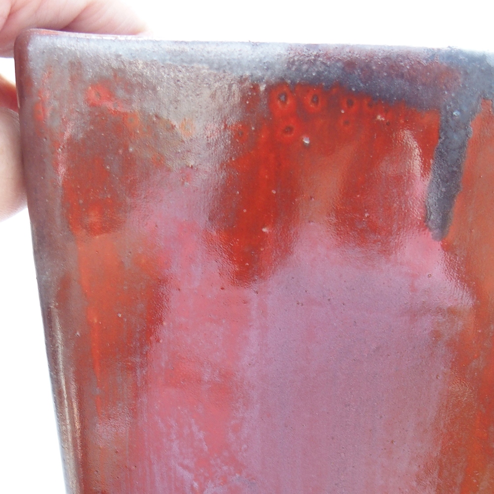 Bol à bonsaï en céramique 15 x 15 x 19 cm, couleur rouge