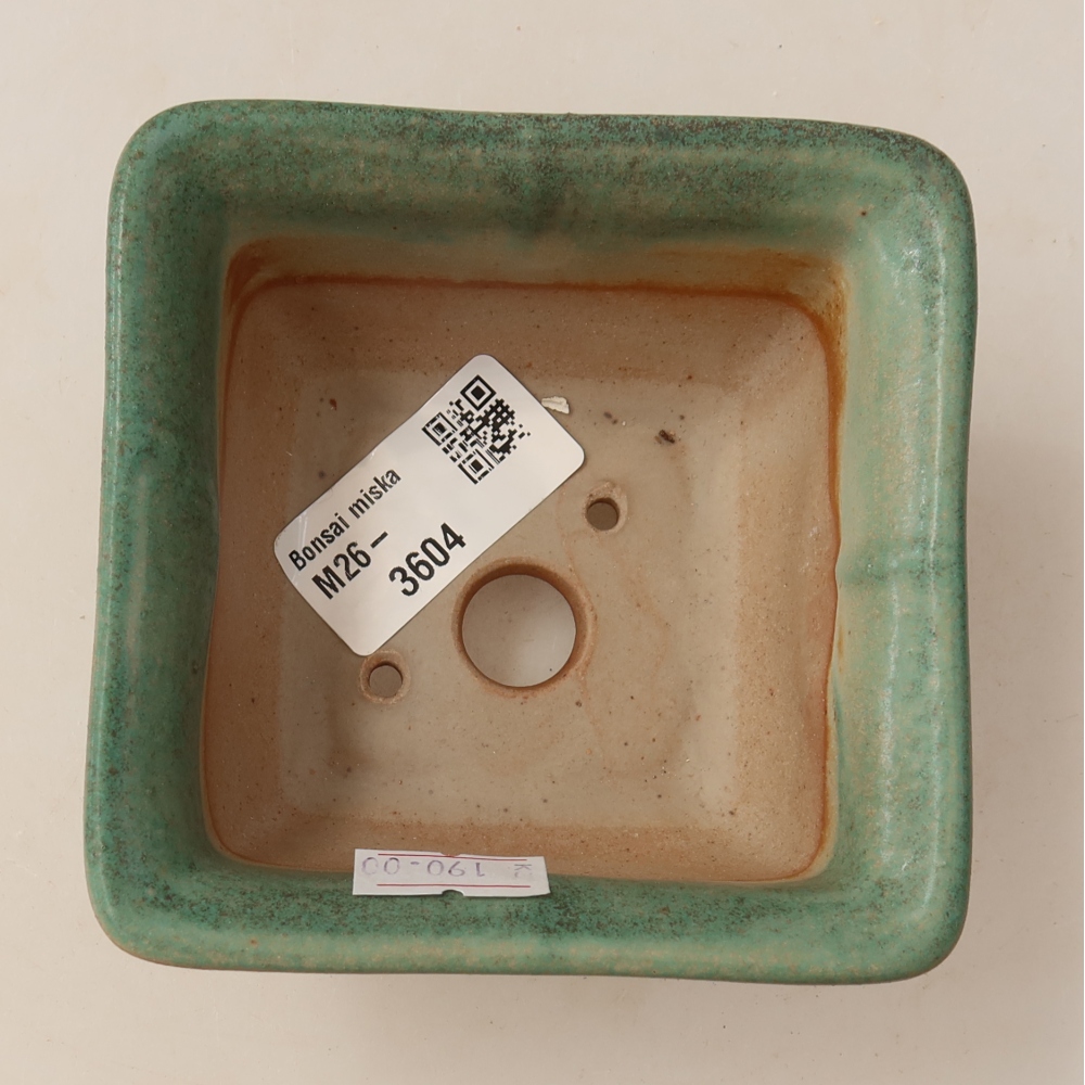 Pot à bonsaï en céramique 9,5 x 9,5 x 5,5 cm, couleur verte