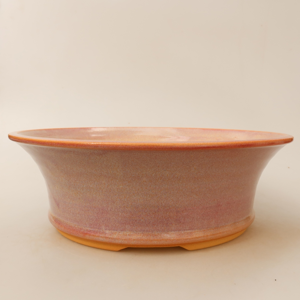 Pot à bonsaï en céramique 27 x 27 x 9 cm, couleur rose