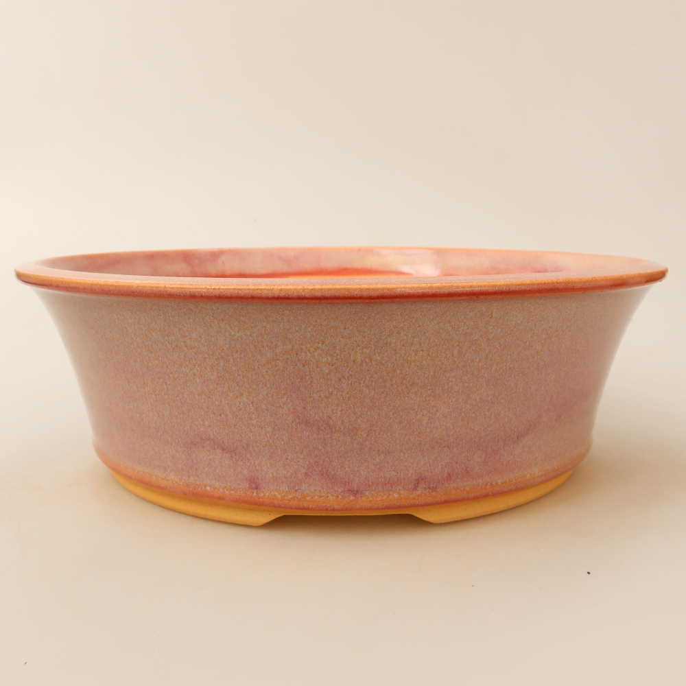 Pot à bonsaï en céramique 25 x 25 x 8 cm, couleur rose