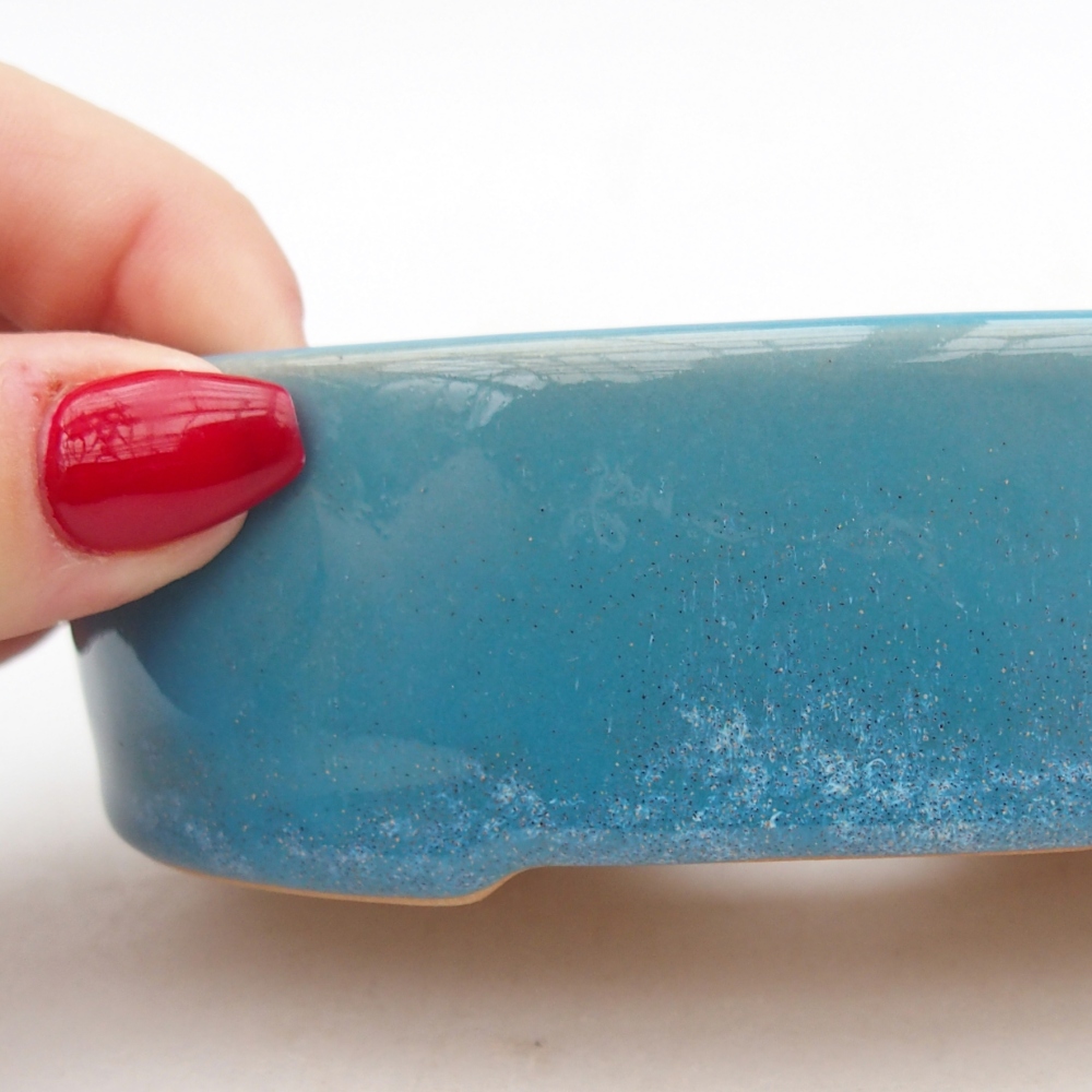 Bol à bonsaï en céramique 12,5 x 10 x 3,5 cm, couleur bleu