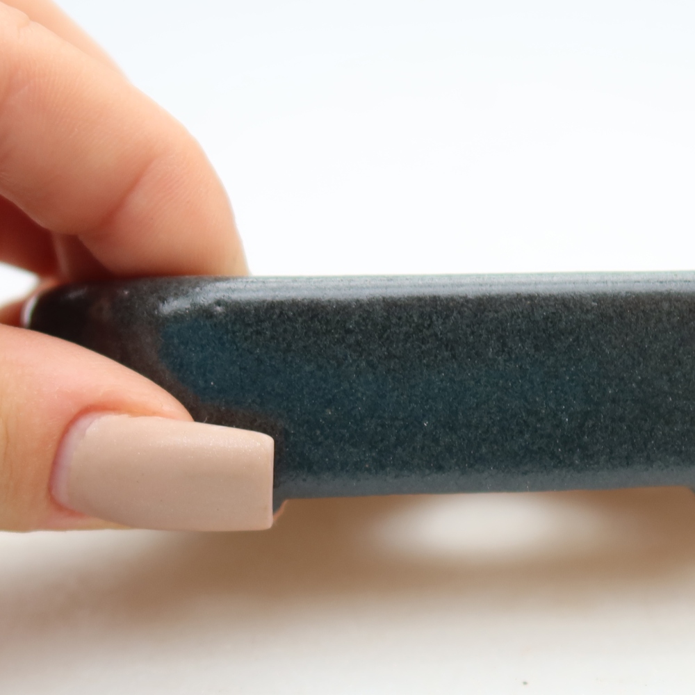 Pot à bonsaï en céramique 10 x 8 x 2,5 cm, couleur grise
