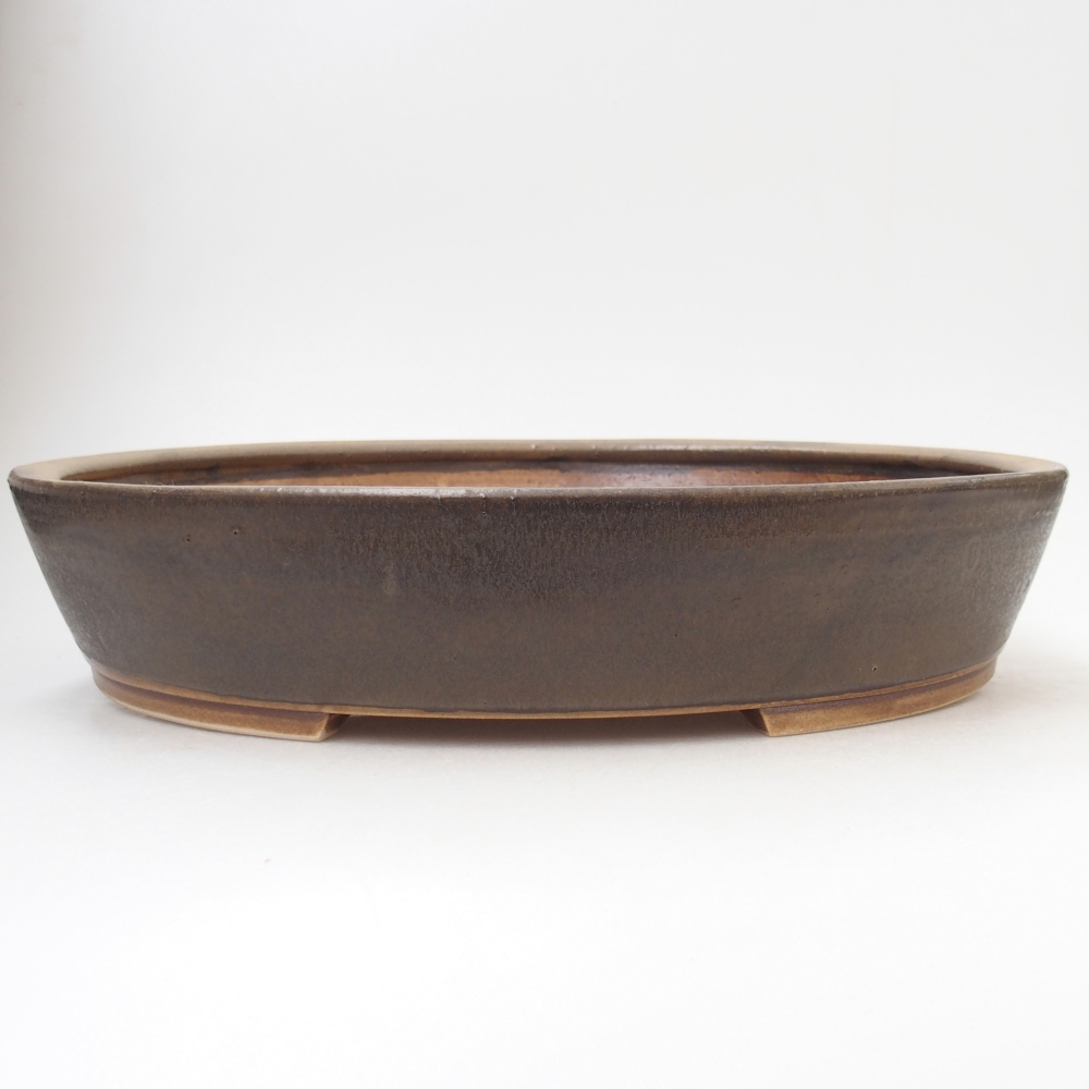 Bol à bonsaï en céramique 31,5 x 27,5 x 6 cm, brun