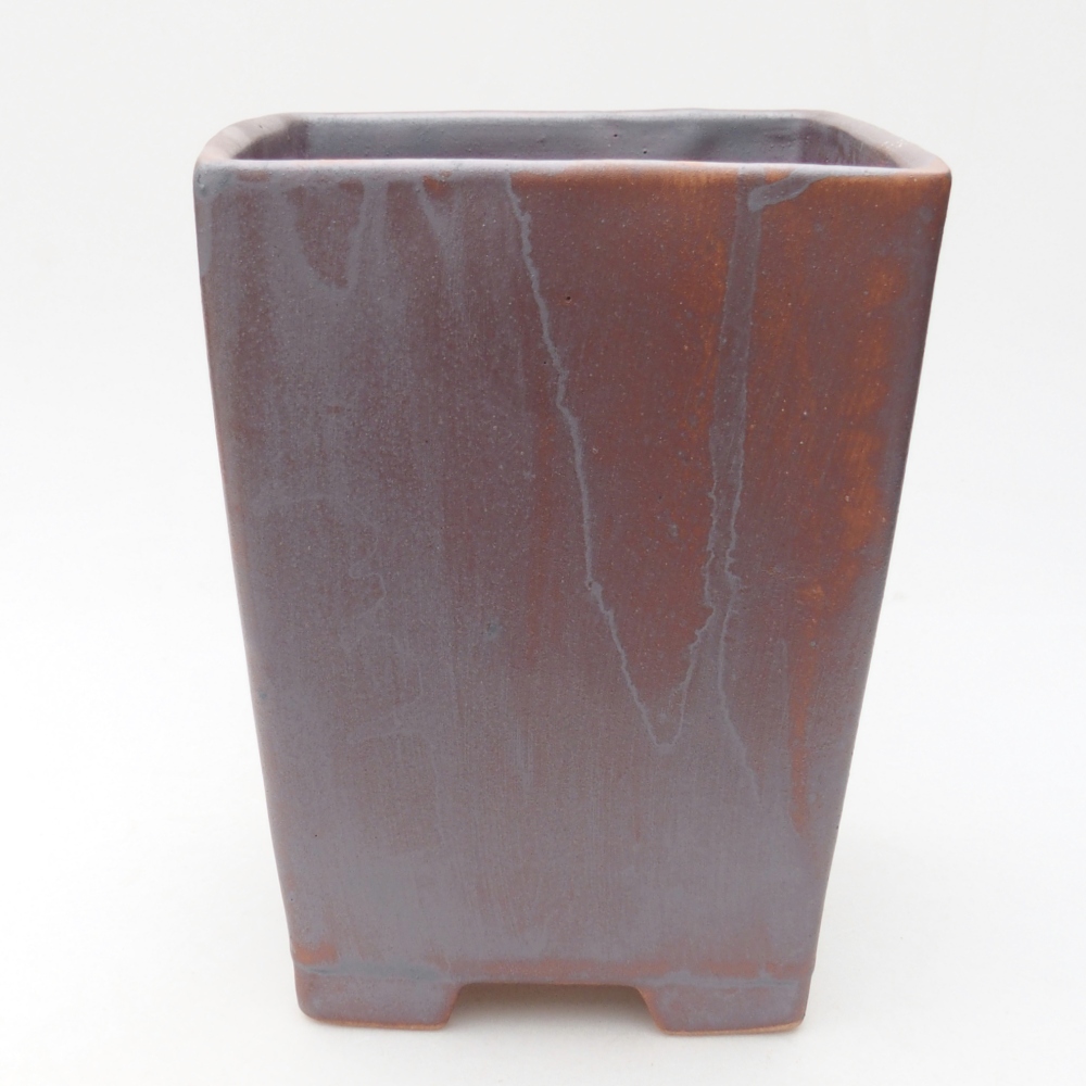 Bol à bonsaï en céramique 15 x 15 x 19,5 cm, couleur métal