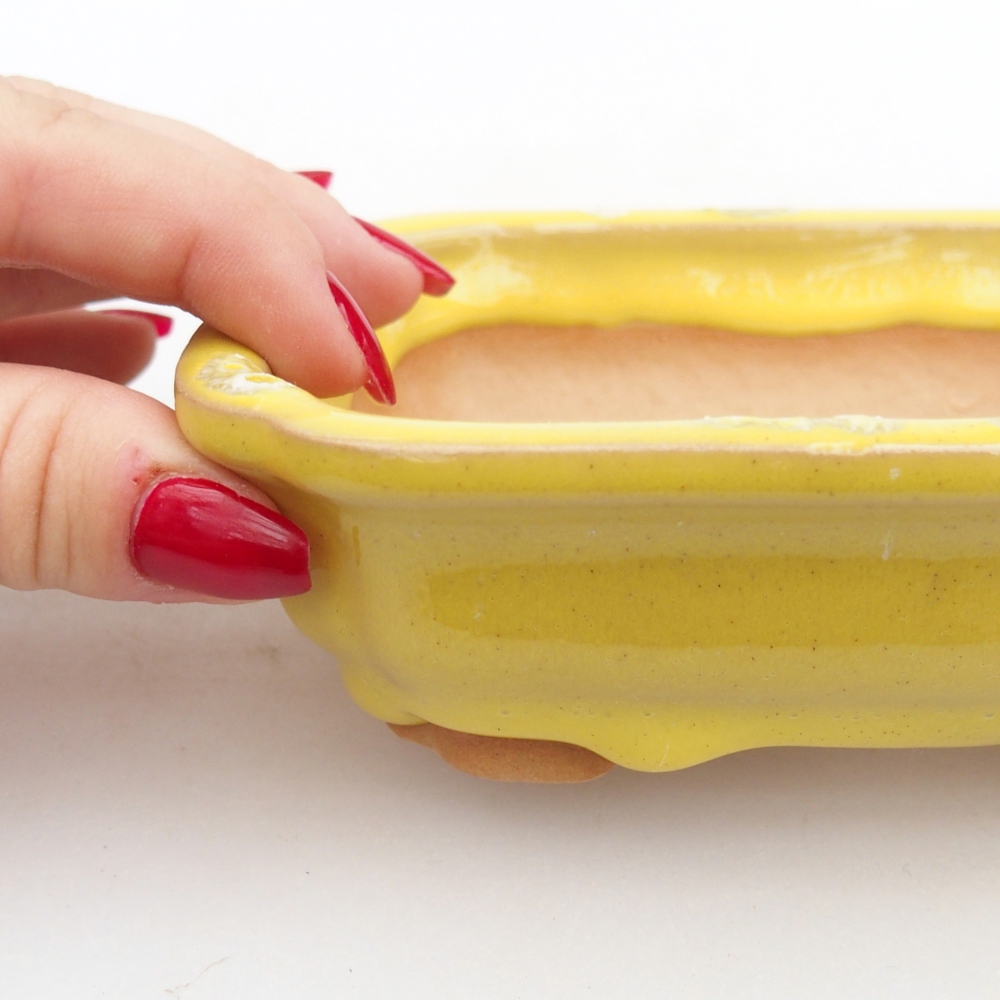 Bol à bonsaï en céramique 14 x 11 x 4 cm, jaune