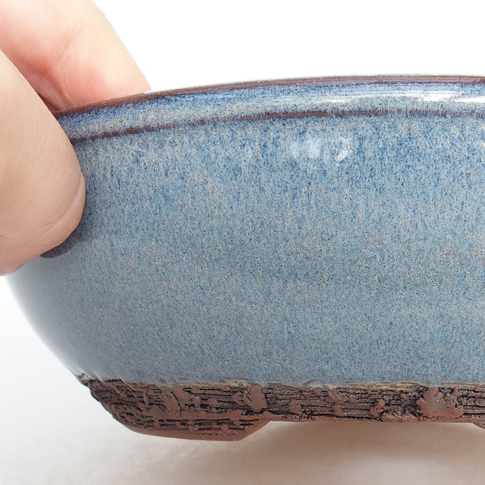 Bol à bonsaï en céramique 19,5 x 19,5 x 6 cm, couleur bleu