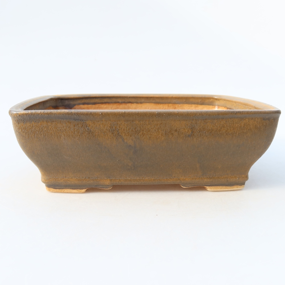 Pot à bonsaï en céramique 18,5 x 15,5 x 6 cm, couleur marron