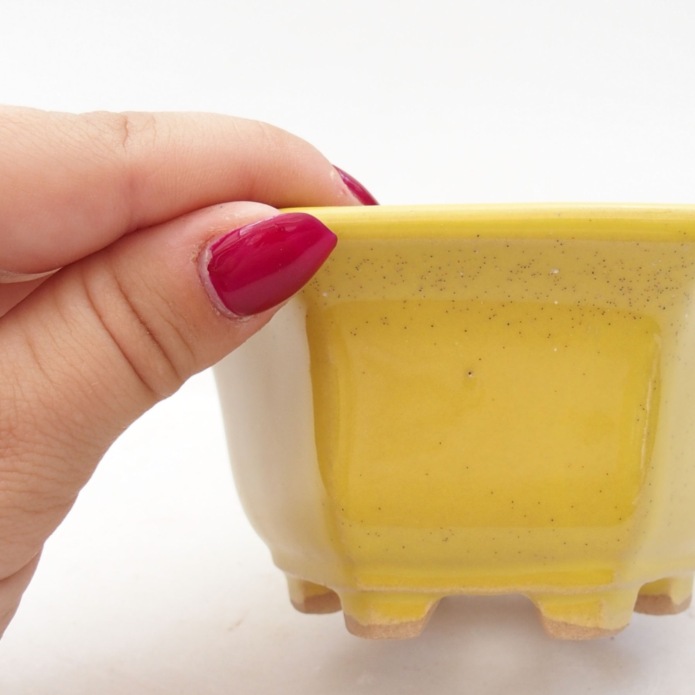 Bol à bonsaï en céramique 10,5 x 9,5 x 5,5 cm, jaune