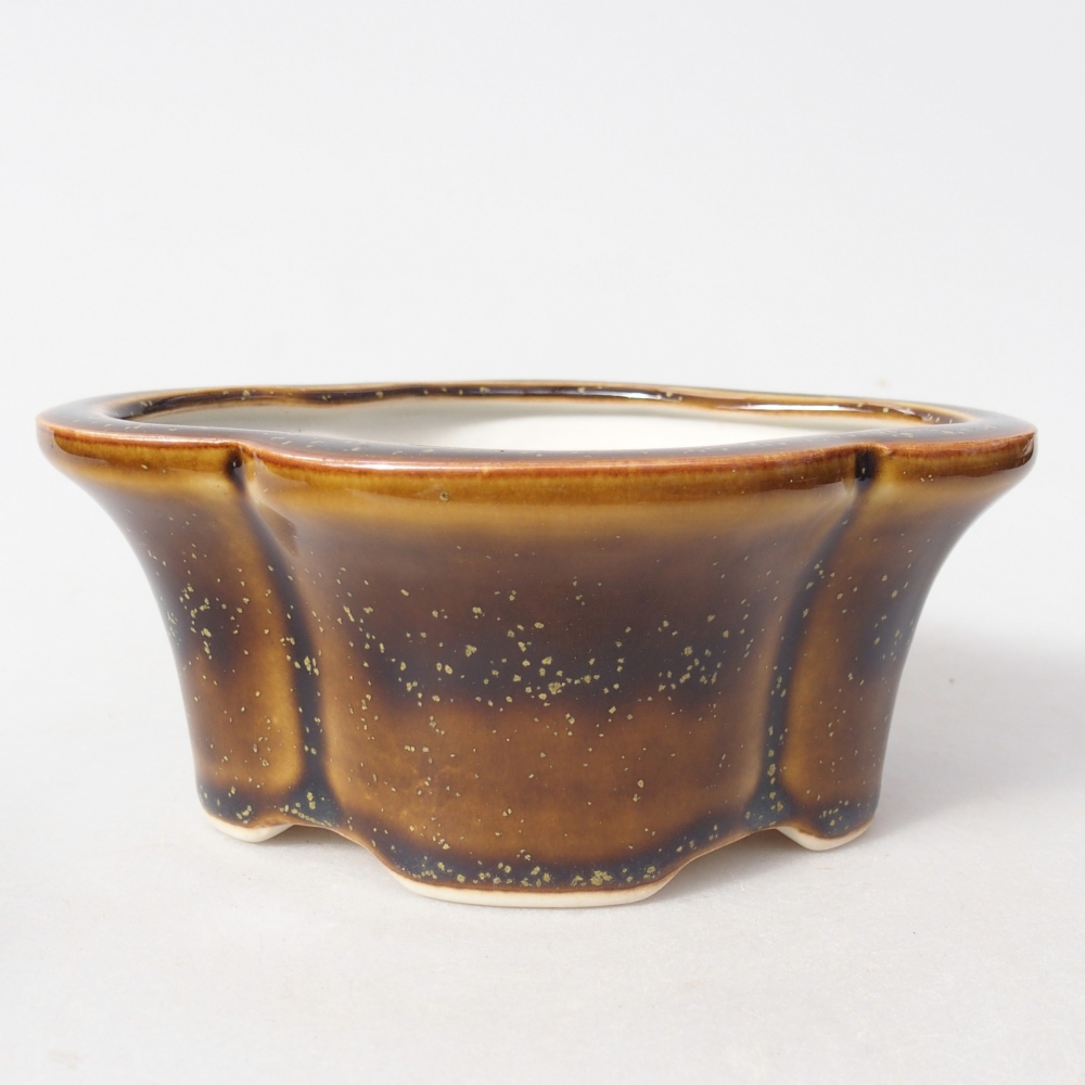 Bol à bonsaï en céramique 12,5 x 10 x 5,5 cm, jaune