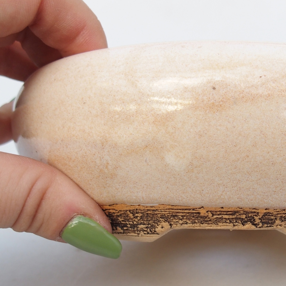 Bol à bonsaï en céramique 14,5 x 14,5 x 5,5 cm, couleur beige