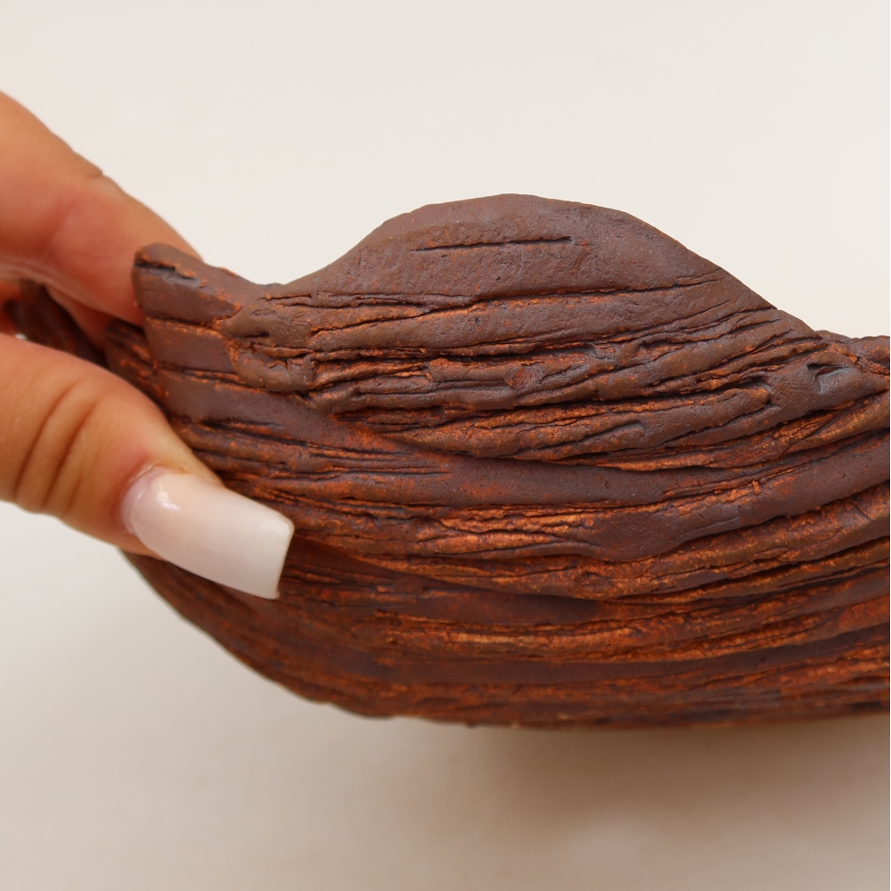 Coquille en céramique  21,5 x 16,5 x 8 cm, couleur marron