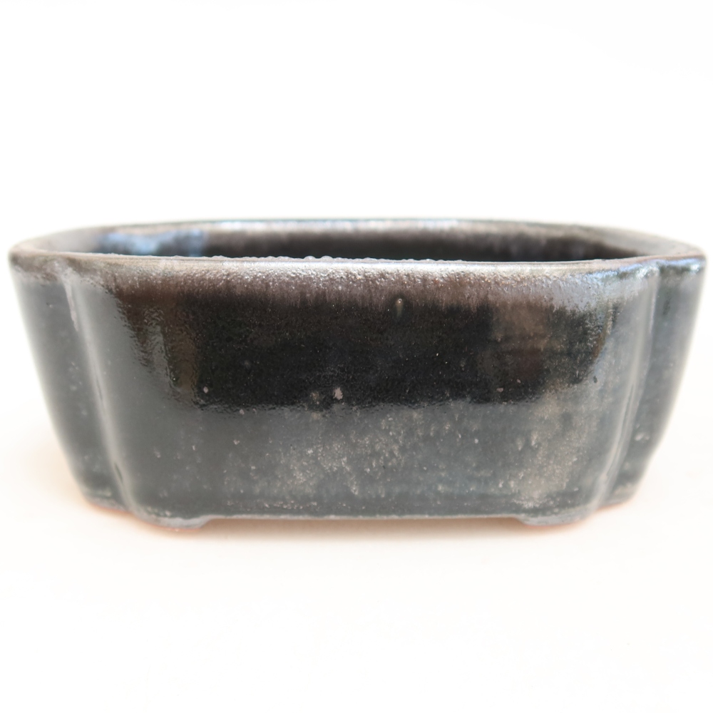 Pot à bonsaï en céramique 12,5 x 10 x 4,5 cm, couleur métallique