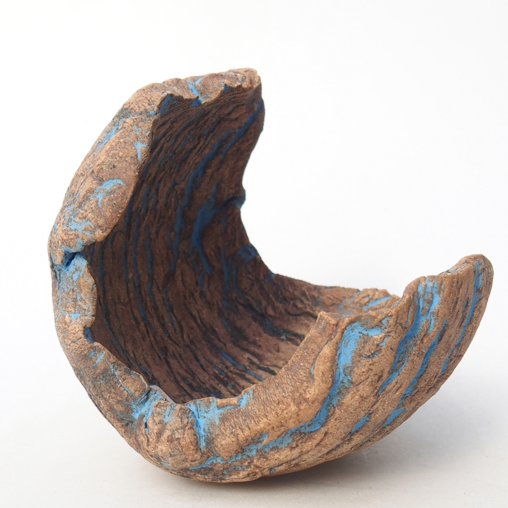 Coquille en céramique 10 x 9,5 x 10,5 cm , couleur bleu